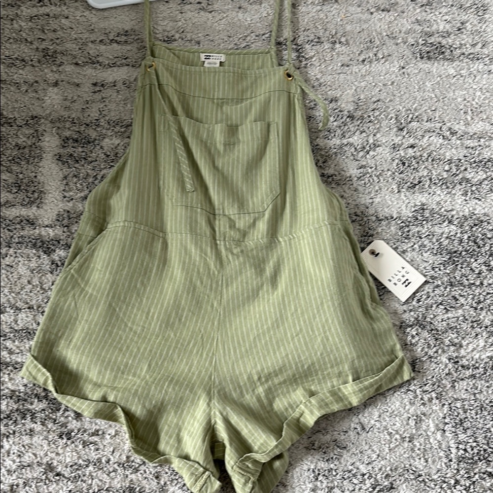 Green Striped Billabong Overalls
